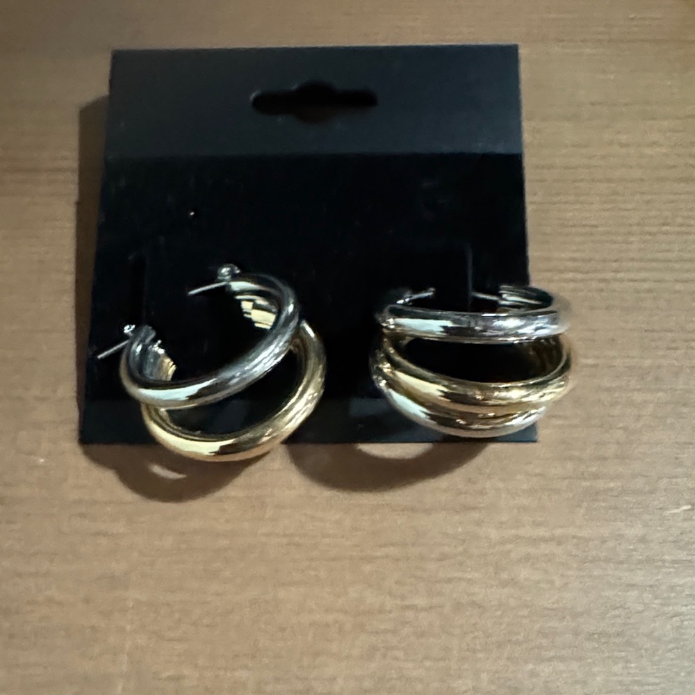 Elegant Faux Gold and Silver Hoop Earrings